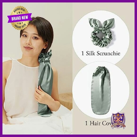 100% Silk Bonnet & Scrunchies Set for Long Curly Hair Protection main image 4